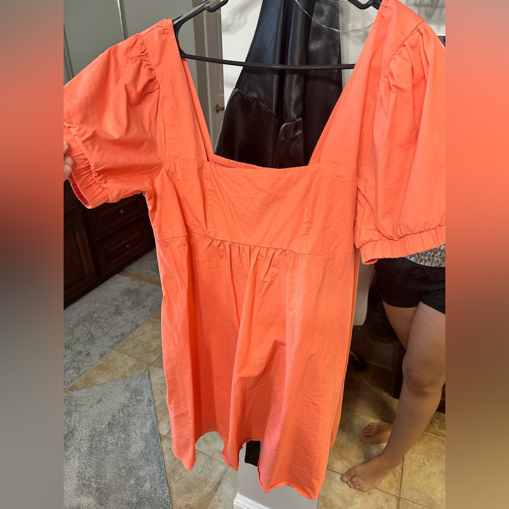 wild fable Coral Elastic-Smock Bodice Dress